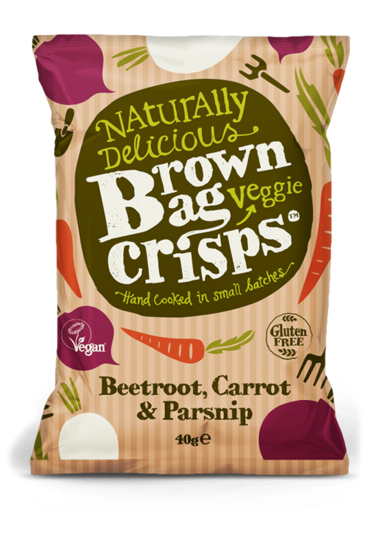 Brown Bag Veggie Crisps – Beetroot, Carrot & Parsnip (15 x 40g)
