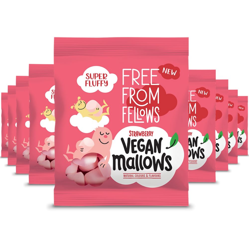 Case of Free From Fellows Vegan Sugar Free Strawberry Marshmallows Mallows