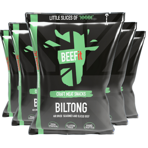 Case of BEEFit Gorgeous Garlic spiced biltong jerky 25g