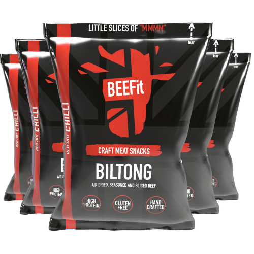 Case of BEEFit Red Hot Chilli Beef Biltong jerky 25g