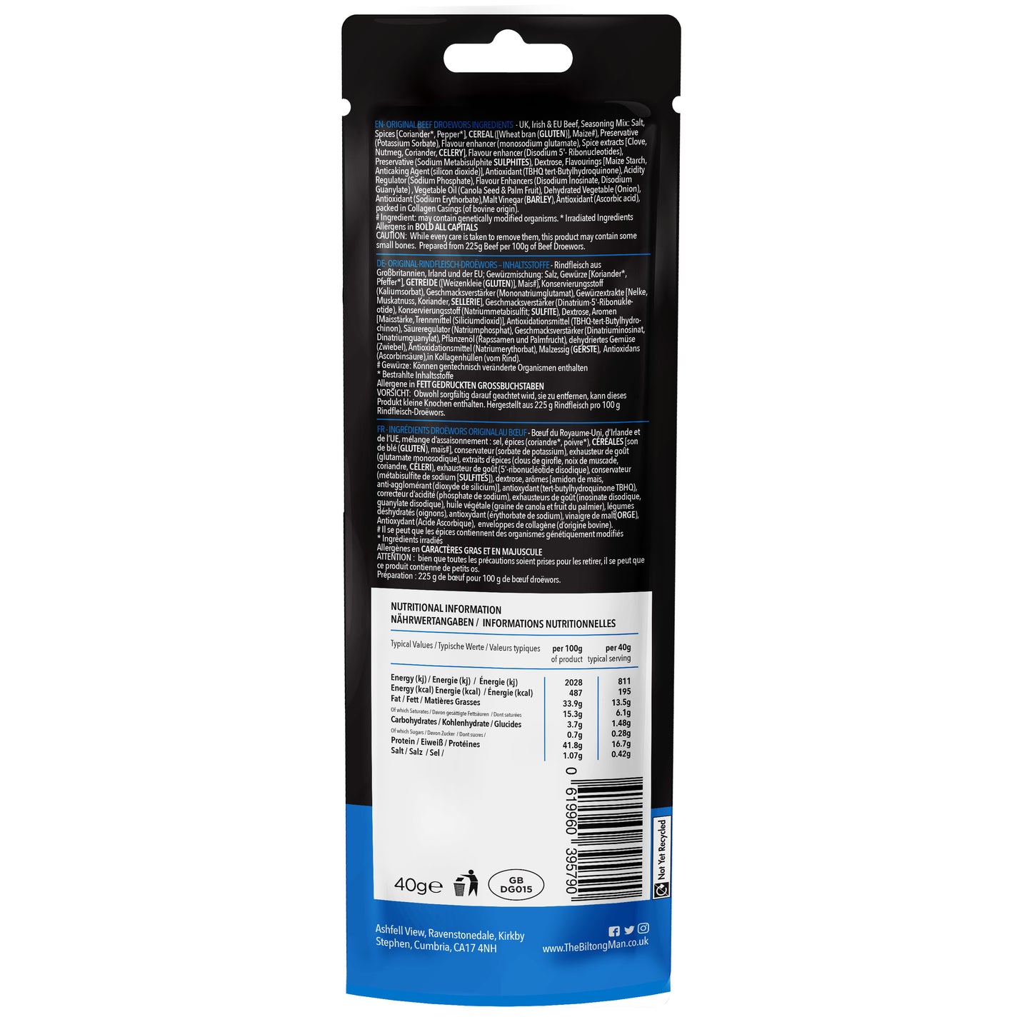 The Biltong Man Traditional Droëwors 40g