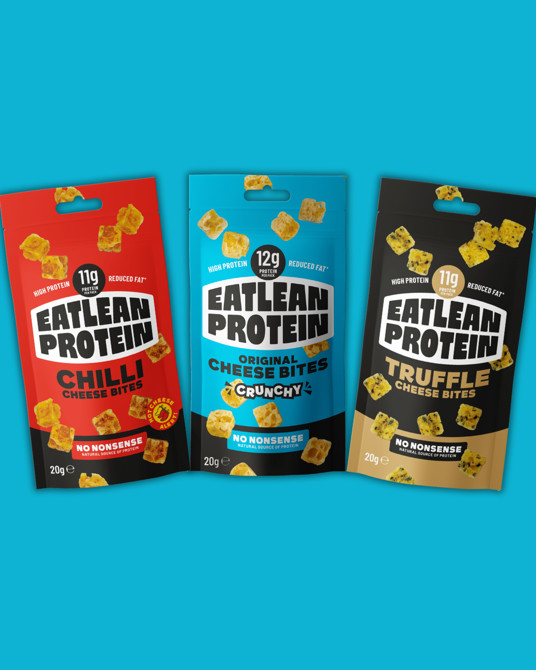 Eatlean Protein Cheese Bites 12 x 20g (3 Flavours Available) | Snacks UK