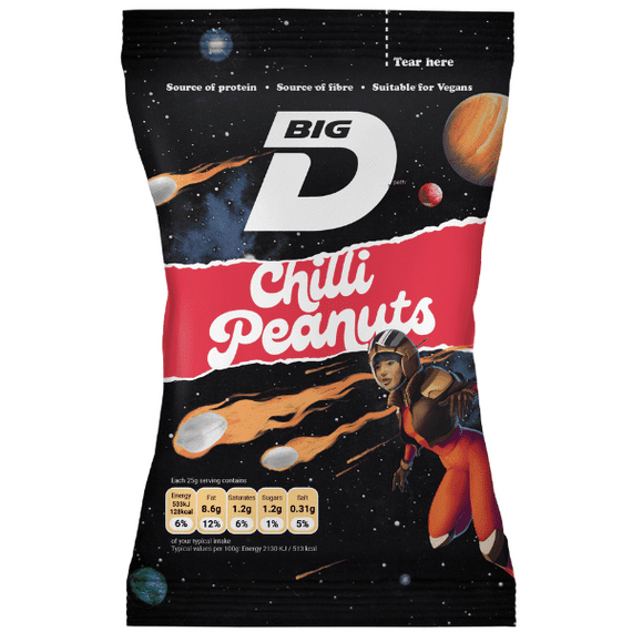 Big D Chilli Peanuts - 12 x 50g