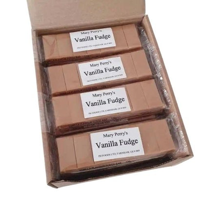 Case of Mary Perry's Traditional Sweets, Vanilla Fudge 120g Bar, Seaside treats